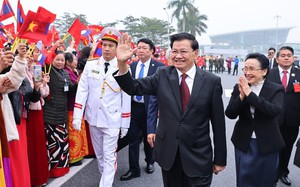 Tổng B&iacute; thư T&ocirc; L&acirc;m chủ tr&igrave; Lễ đ&oacute;n Tổng B&iacute; thư, Chủ tịch nước L&agrave;o Thongloun Sisoulith - Ảnh 2.