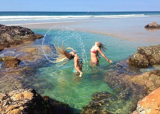 @bresby and her friend showcased their best hair flicks in this picture from Noosa