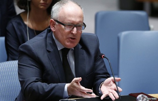 Dutch Foreign Minister Frans Timmermans addressing the UN on 21 July