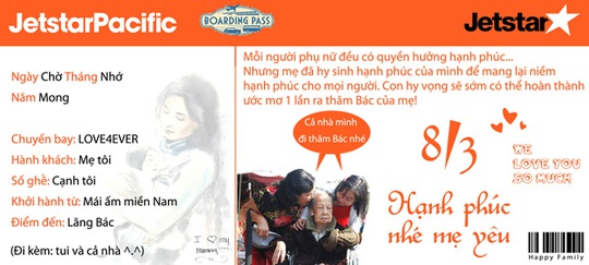 Thẻ lên máy bay do hành khách tự thiết kế
