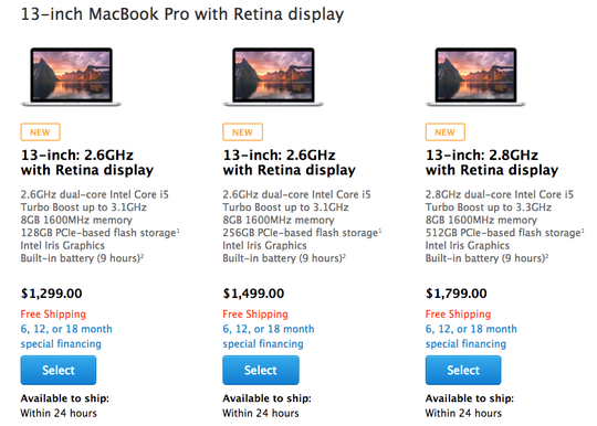 Apple làm mới MacBook Pro Retina, giữ nguyên giá