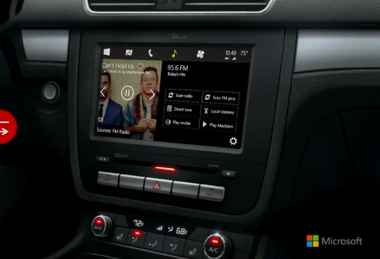 Ý tưởng nền tảng hoạt động trên xe hơi của Microsoft. Nguồn: The Verge