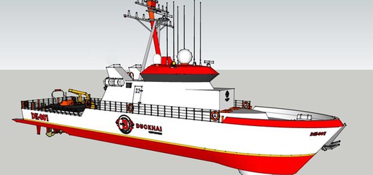 Các tàu mua về sẽ được sơn sửa và trang bị các phương tiện kỹ thuật mới. Mô hình tàu đánh bắt thủy hải sản của Đức Khải.