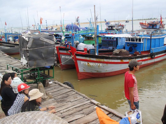  Sáng 29-11, tại cửa sông Đà Rằng, TP Tuy Hòa (Phú Yên) nhiều tàu cá đã vào được bờ, tìm nơi tránh trú
