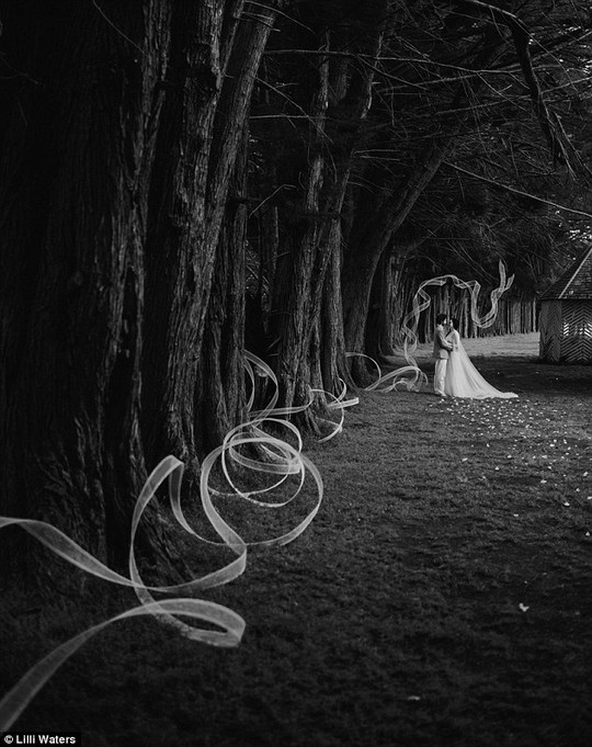 The artist says he was inspired by the wedding ribbon concept as the artwork led wedding guests to the seating area