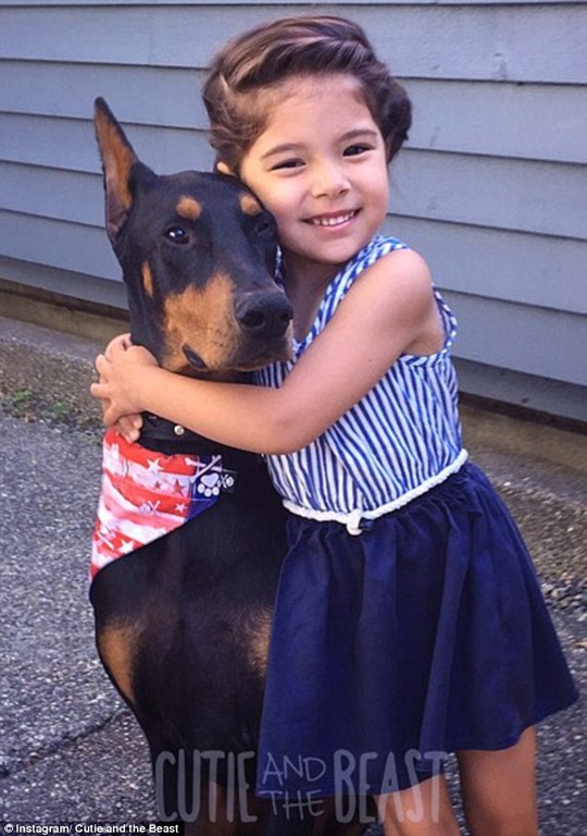 So sweet: The Prucha family got Buddha from a breeder in 2013, and he and the child have been inseparable ever since