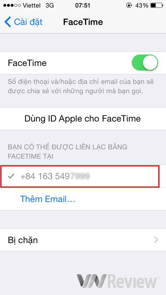 Facetime hiển thị số điện thoại nhà mạng thay vì phải sử dụng Apple ID. Ảnh trước khi chạy tool (trên) và sau khi chạy tool.