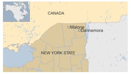 Thị trấn Malone gần biên giới Canada- nơi tên Matt bị phát hiện. Ảnh: BBC