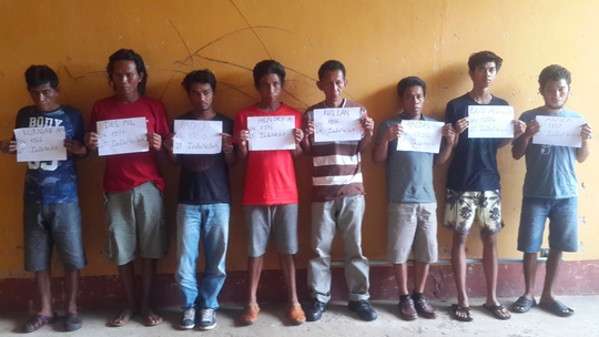 Các đối tượng người Indonesia bị CSB Việt Nam bắt giữ khi trốn chạy vào vùng biển thuộc đảo Thổ Chu, tỉnh Kiên Giang