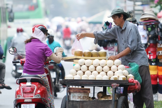 An Thanh một người bán dừa lưu động trên đường Xô Viết Nghệ Tĩnh cho biết, một ngày anh bán bình quân 60-70 trái, hôm nào nắng nóng bán cũng được hơn trăm trái.