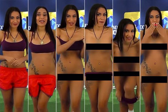 Giữ lời hứa, MC truyền hình xinh đẹp khỏa thân "tặng" đội Venezuela