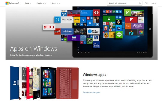 Kho ứng dụng Windows chung cho PC, tablet và điện thoại