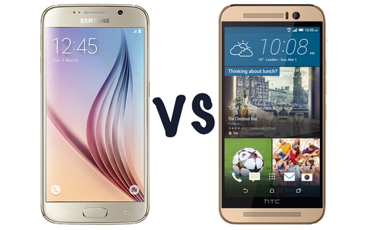 Samsung Galaxy S6 và HTC One M9 (phải)