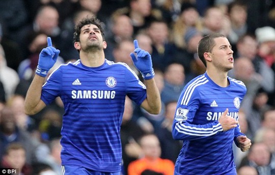 Tiền đạo Costa và Hazard của Chelsea
