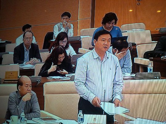 Bộ trưởng GTVT Đinh La Thăng phát biểu. Ảnh chụp qua màn hình Bộ trưởng GTVT Đinh La Thăng phát biểu. Ảnh chụp qua màn hình