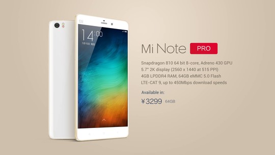 Xiaomi ra mắt Mi Note Pro cấu hình khủng