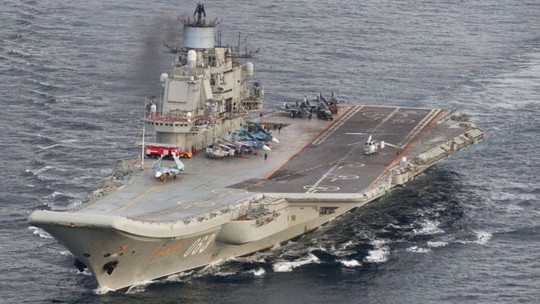 
Tàu sân bay Đô đốc Kuznetsov của Nga. Ảnh: Quân đội Na Uy

