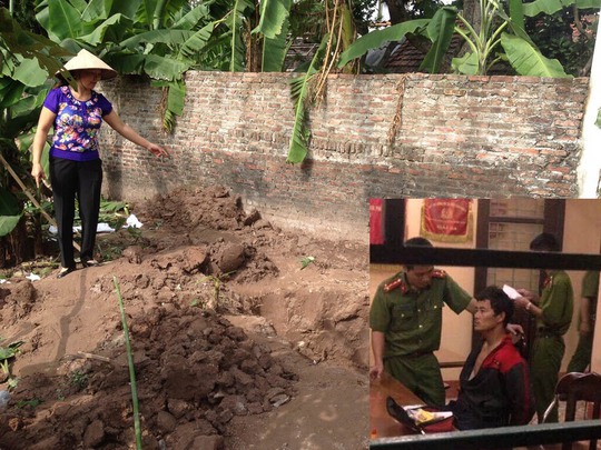 Nơi công an tìm thấy thi thể 2 bé gái (ảnh lớn) và nghi can Đào Văn Hùng
