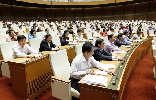 Đại biểu Quốc hội biểu quyết thông qua Nghị quyết về kế hoạch phát triển kinh tế - xã hội năm 2017. Ảnh: TTXVN