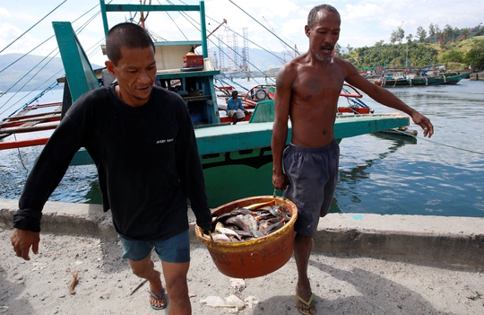 Chiến lợi phẩm ngư dân Philippines thu được sau khi đi đánh bắt từ vùng biển quanh bãi cạn Scarborough Ảnh: REUTERS