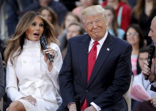 
Vợ chồng Tổng thống đắc cử Mỹ Donald Trump trong một cuộc phỏng vấn của đài NBC hồi tháng 4 Ảnh: REUTERS
