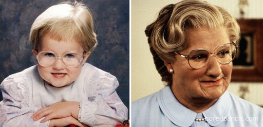 
Ôi còn cô bé này là phiên bản chuẩn không cần chỉnh của ngôi sao Robin Williams trong vai bà Mrs. Doubtfire.
