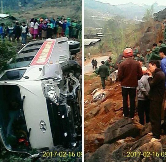 
Hiện trường vụ tai nạn xe chở tân binh nhập ngũ bị lật - Ảnh: Facebook
