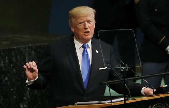 
Tổng thống Donald Trump phát biểu tại Đại hội đồng LHQ hôm 19-9. Ảnh: REUTERS
