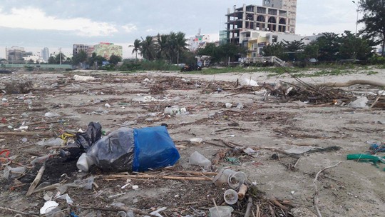 Hơn 1 km bờ biển Đà Nẵng tràn ngập hàng trăm tấn rác - Ảnh 1.