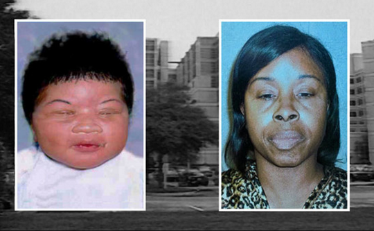 Nạn nhân Kamiyah Mobley khi bị bắt cóc vào tháng 7 năm 1998 (trái) và ảnh hiện nay của thủ phạm Gloria Williams. Nguồn: News4Jax