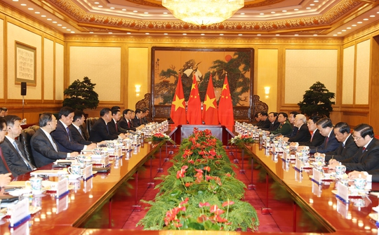 Tổng Bí thư Nguyễn Phú Trọng hội đàm với Tổng Bí thư - Chủ tịch Trung Quốc Tập Cận BìnhẢnh: TTXVN