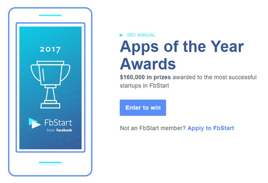 FbStart 2017, Giải thưởng Ứng dụng của năm do Facebook phát động