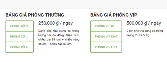 Giá phòng cho khách VIP