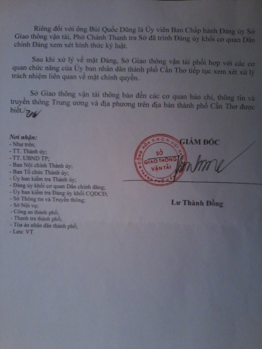 Kỷ luật nhiều cán bộ Thanh tra giao thông TP Cần Thơ - Ảnh 2.