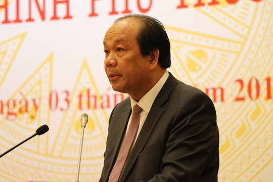 Bộ trưởng, Chủ nhiệm Văn phòng Chính phủ Mai Tiến Dũng tại cuộc họp báo thường kỳ Chính phủ tháng 1-2017
