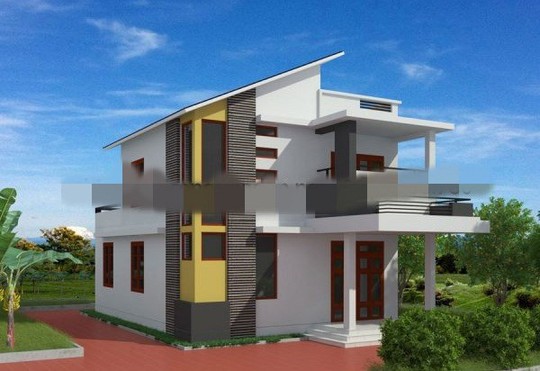 Thiết kế nhà 2 tầng mái lệch ở Hương Sơn  Thiết kế nhà Hà Tĩnh