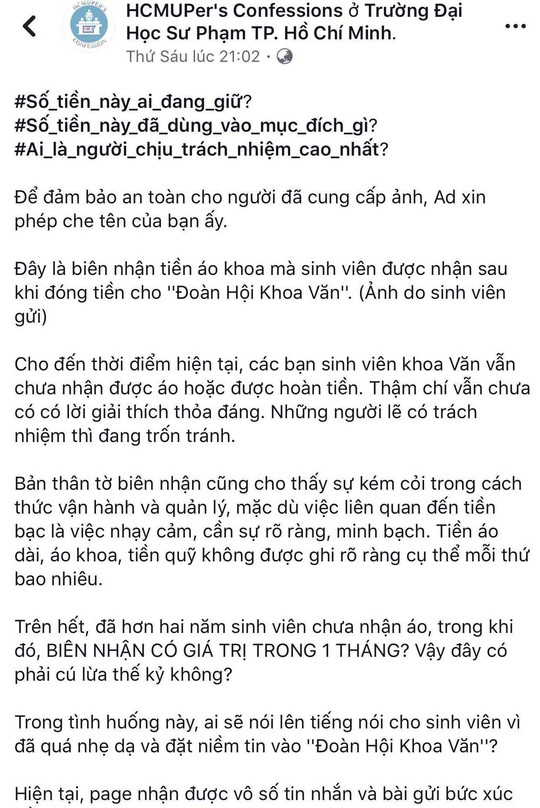 Đóng tiền 2 năm vẫn chưa thể được nhận đồng phục - Ảnh 2.