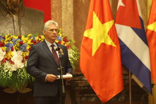Cận cảnh Tổng Bí thư, Chủ tịch nước Nguyễn Phú Trọng đón Chủ tịch Cuba - Ảnh 14.
