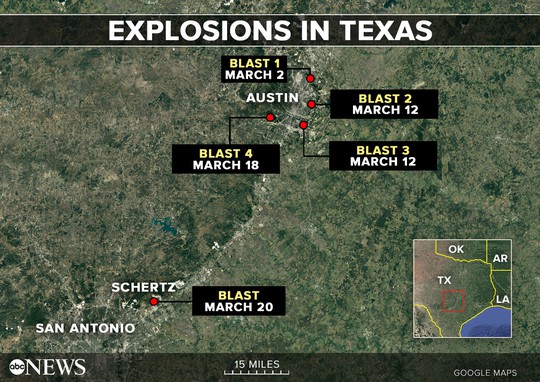 Nghi phạm vụ nổ bom hàng loạt ở Texas chết vì bom - Ảnh 2.