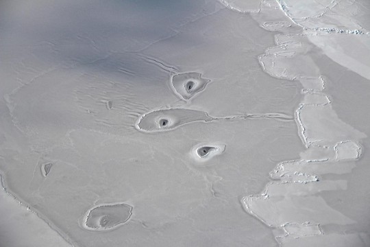 Các lỗ bí ẩn ở Bắc Băng Dương làm NASA bối rối - Ảnh 1.
