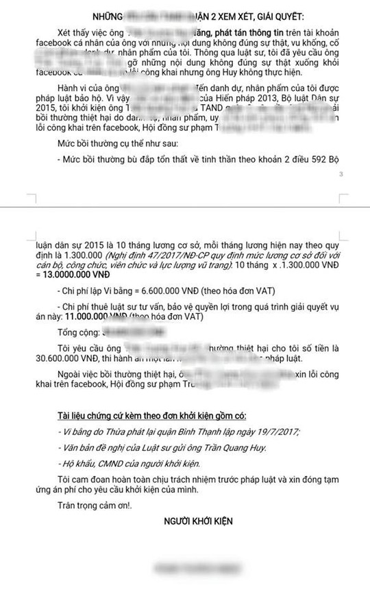 TP HCM: Xúc phạm đồng nghiệp trên facebook, thầy giáo bồi thường 20 triệu đồng - Ảnh 2. TP HCM: Xúc phạm đồng nghiệp trên facebook, thầy giáo bồi thường 20 triệu đồng - Ảnh 2.