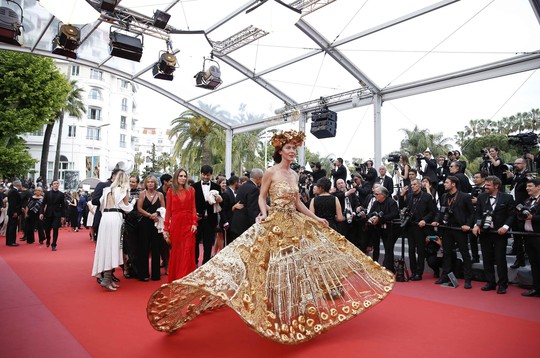 Những bộ đầm lạ mắt trên thảm đỏ Cannes - Ảnh 1.