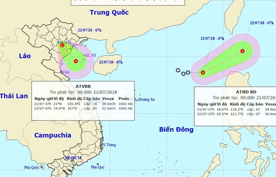 Áp thấp nhiệt đối chồng áp thấp nhiệt đới trên Biển Đông - Ảnh 1.