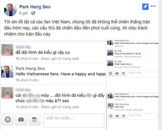 CĐV quá khích tranh cãi trên Facebook giả mạo HLV Park Hang Seo - Ảnh 1.
