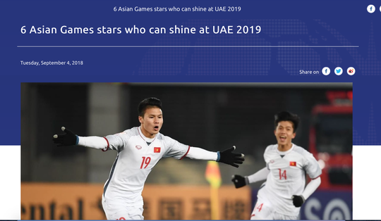 AFC xếp Quang Hải vào 6 tài năng đáng xem nhất Asian Cup 2019 - Ảnh 1. AFC xếp Quang Hải vào 6 tài năng đáng xem nhất Asian Cup 2019 - Ảnh 1.