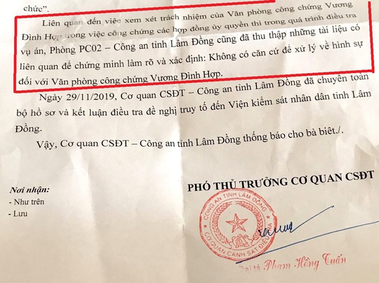 Lâm Đồng: Không xử lý hình sự văn phòng công chứng chứng thực hàng chục giấy tờ giả - Ảnh 1.
