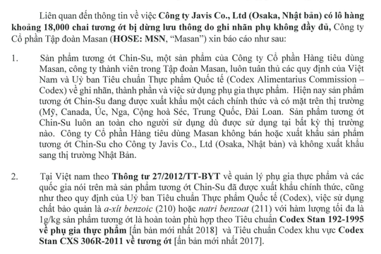 Masan giải thích gì về vụ 18.000 chai tương ớt Chin-su bị thu hồi ở Nhật? - Ảnh 2.