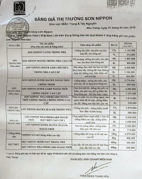 Sơn Nippon ở Nha Trang bị tố 