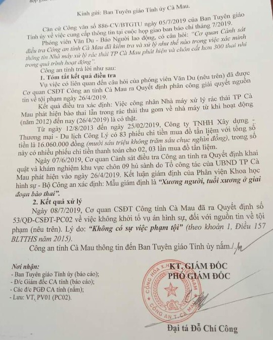 Không khởi tố vụ phát hiện hơn 300 thi thể thai nhi tại nhà máy rác - Ảnh 2.