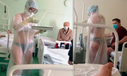 Bước ngoặt mới của nữ y tá Nga mặc bikini bên trong đồ bảo hộ - Ảnh 2.